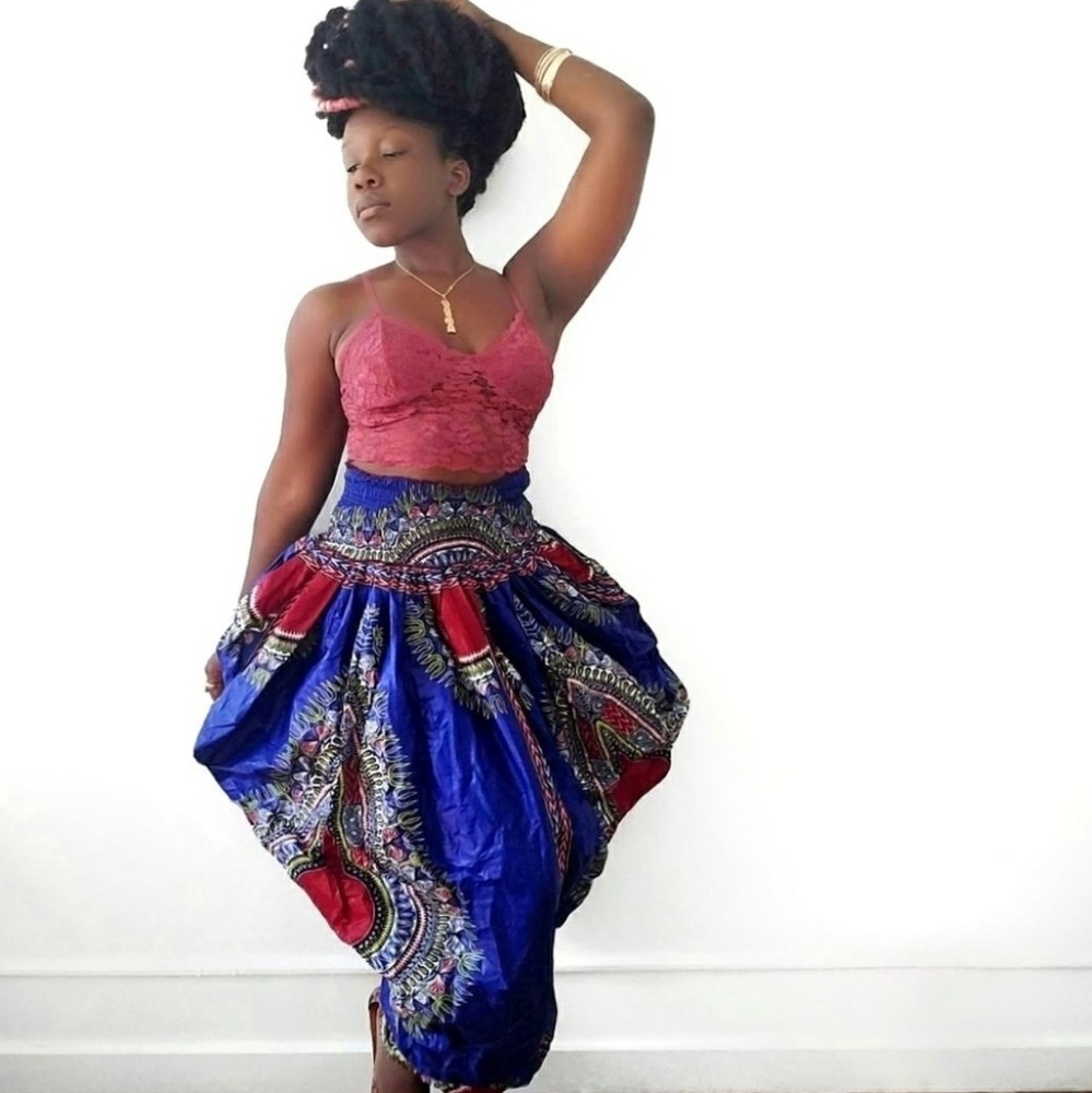 Royal Blue African Wax Skirt